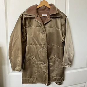 Vintage Linda Lundstrom Bronze Satin Fleece Lined Long Line  Jacket